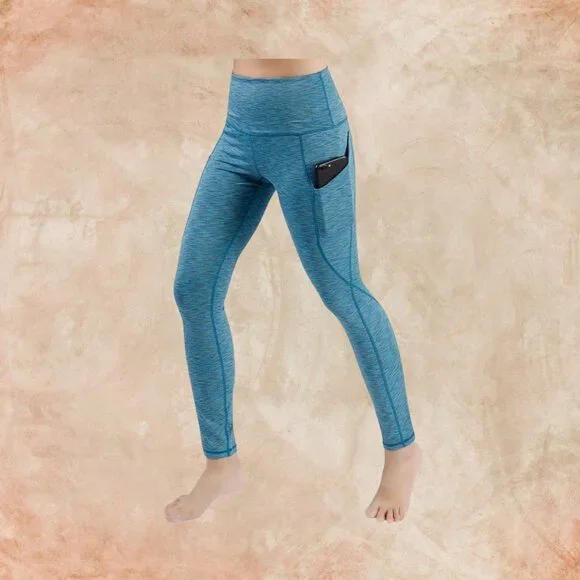 ODODOS High-Waisted Yoga Leggings – SpaceDye Blue (L) - Picture 8 of 8